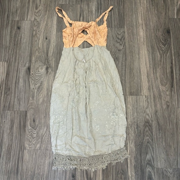 Free People Love Me Not Embroidered Fringe Cutout Midi Dress - Picture 7 of 7